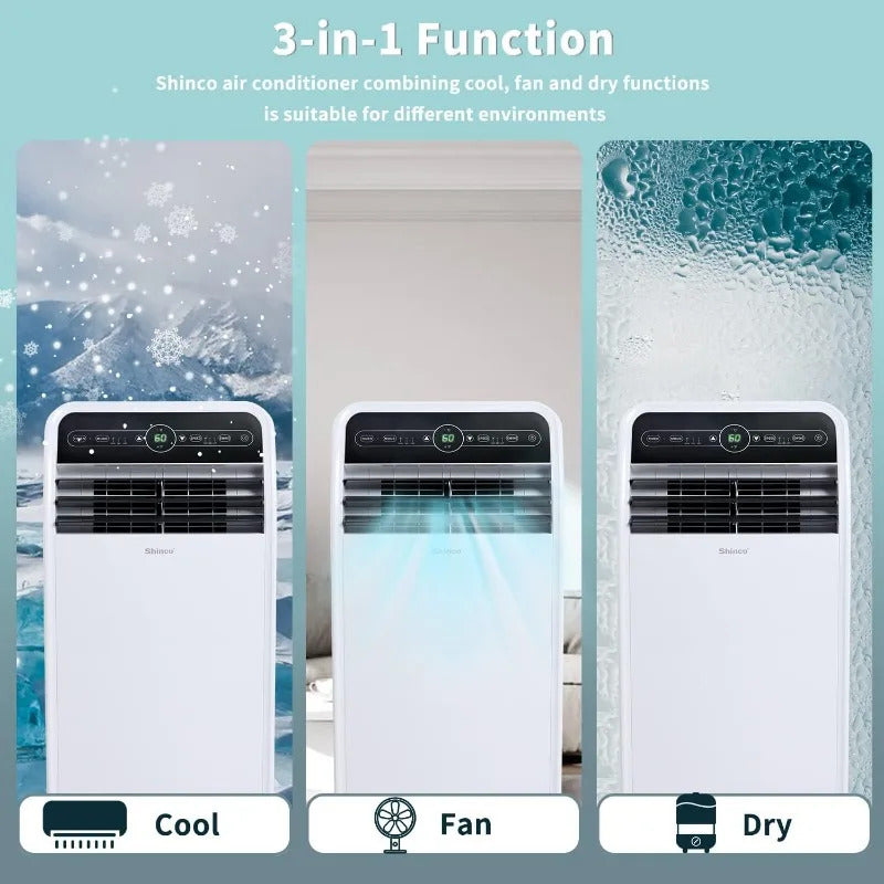Shinco 12,000 BTU Portable Air Conditioner, PortableAC Unit with Built-in Cool,Dehumidifier&Fan Modes for up to 400 sq.ft,Remote