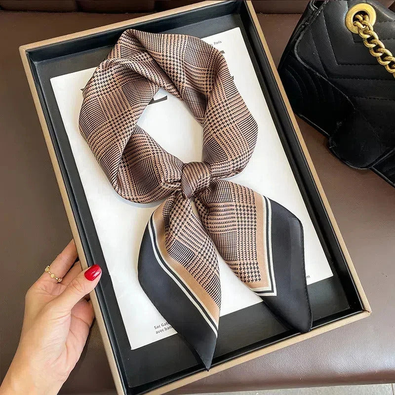 Luxury Design 70*70cm Horse Print Silk Square Scarf Women Soft Satin Hairband Neckerchief Office Hijab Headband Foulard Gift