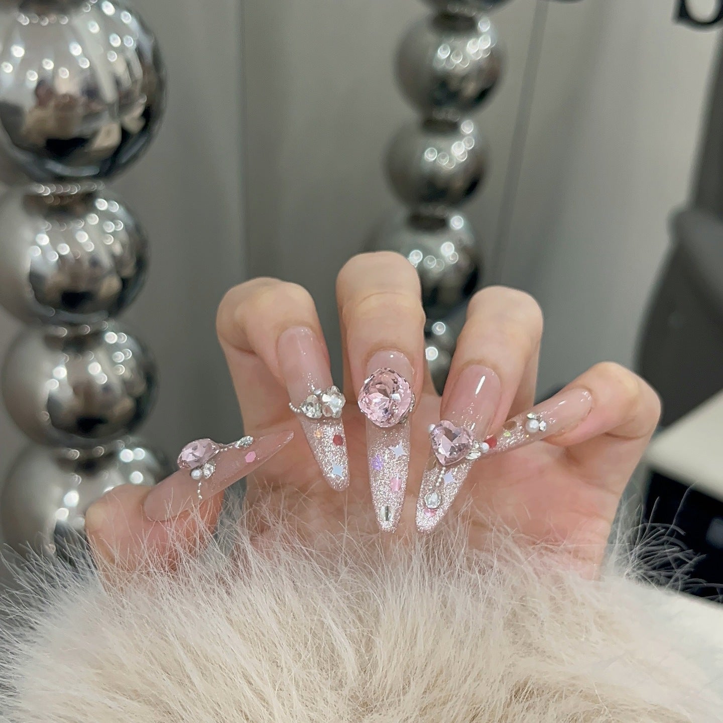 [Melody] Original Style Please Do Not Steal Pictures Pink Cat Eye Advanced French Cat Eye K9 Handmade Wear Armor