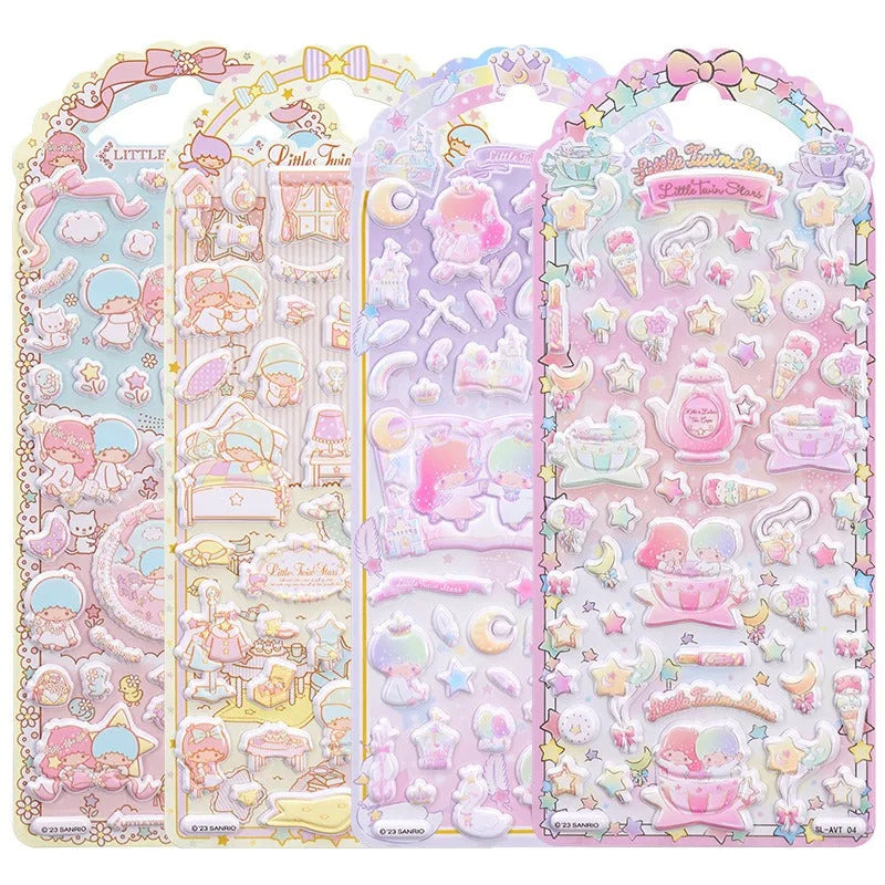 Sanrio Original Little Twin Star Children's Water Cup 3D Decorative Sticker Cartoons Phone Case Foam Sticker Ledger Stickers