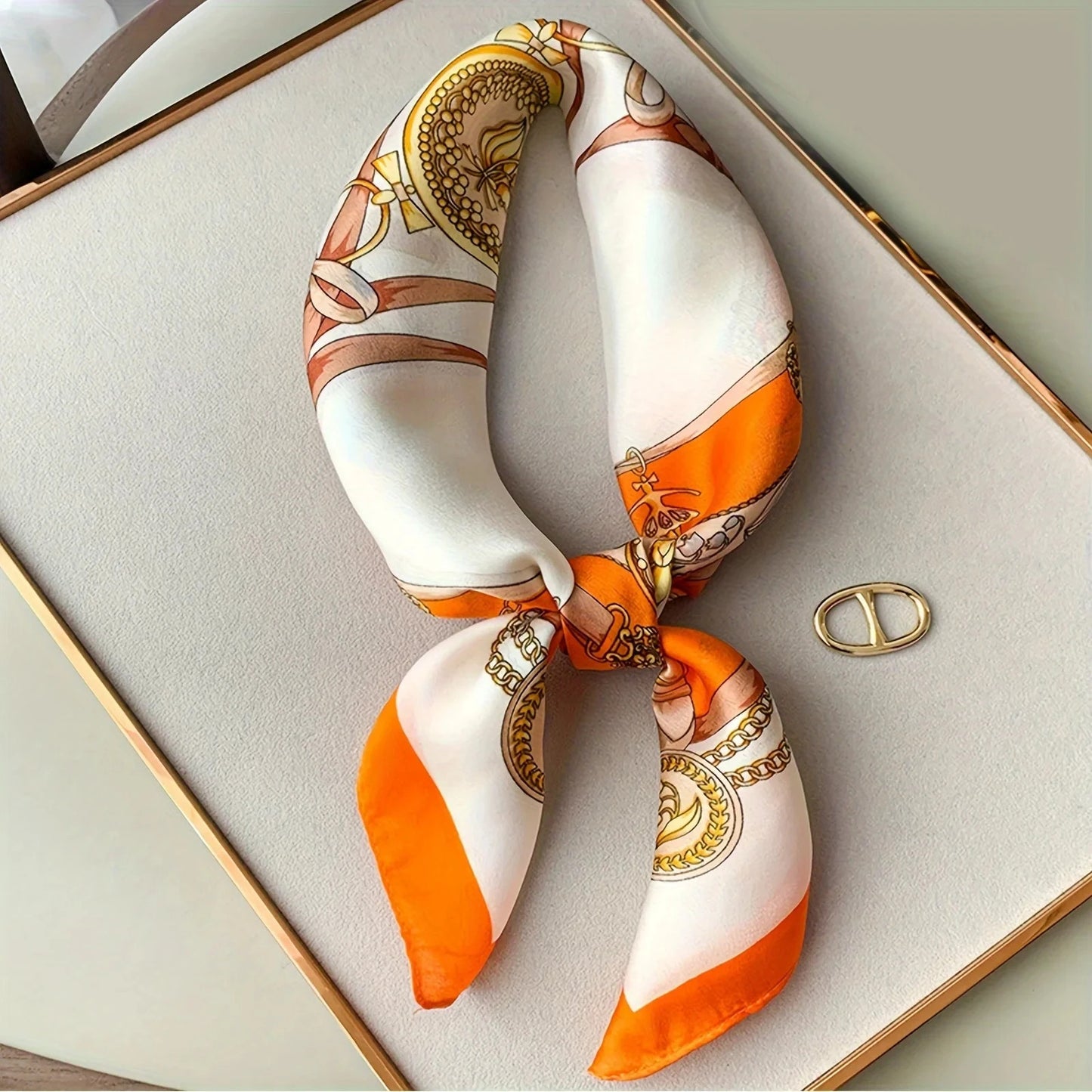 Luxury Women's Soft Satin Hair Scarves Fashion Square Printed Headscarf 70cm Professional Accessories Designer Scarf Headband