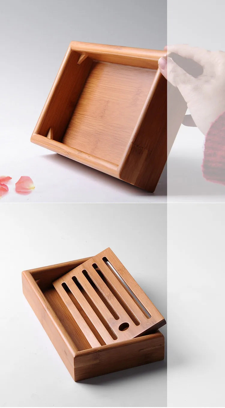 Large Capacity Water Storage Bamboo Tray Delicate Round Tea Board Chinese Tea Set Trays Decorative Traditional Tea Accessories