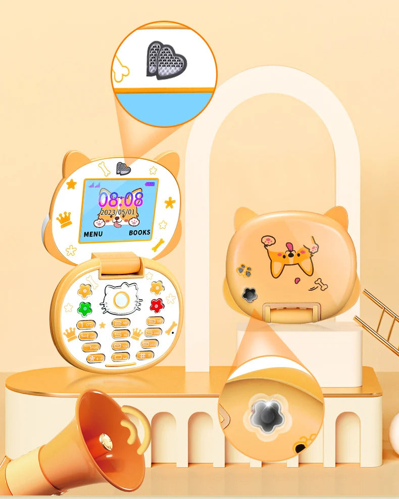 2023 New Cute Mini Koki Mobile Phone Flip Cartoon Kids Children Dual Sim 2G GSM Keyboard Botton MP3 Player Unlocked Cellphone