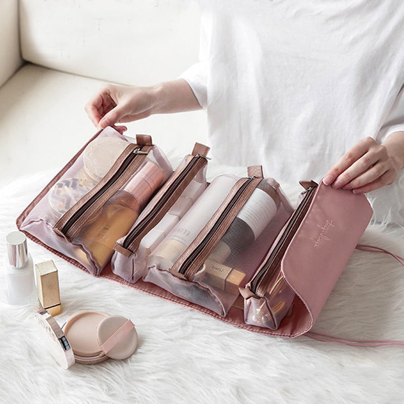 Detachable 4-in-1 Makeup Bag Multifunctional Simple Travel Handheld Foldable Travel Cosmetic Storage Toiletry Bag
