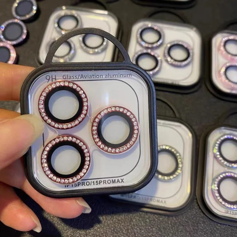 Glitter Diamond Camera Lens Protector For IPhone 12 13 14 15 Pro Max Back  Mini Cover Lens Ring Glass For IPhone 14 15 Plus Fil