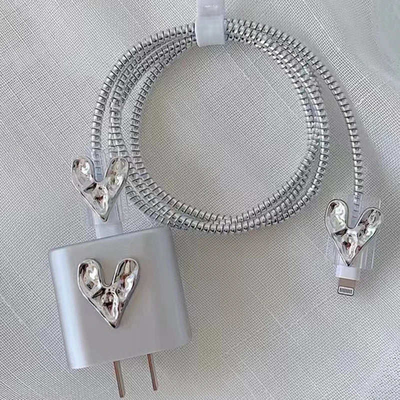 3D Pink Bow Cable Charger Protector Cover For IPhone IPad 18W 20W Original Charger 2024 New Data Line Spiral Winder Protective