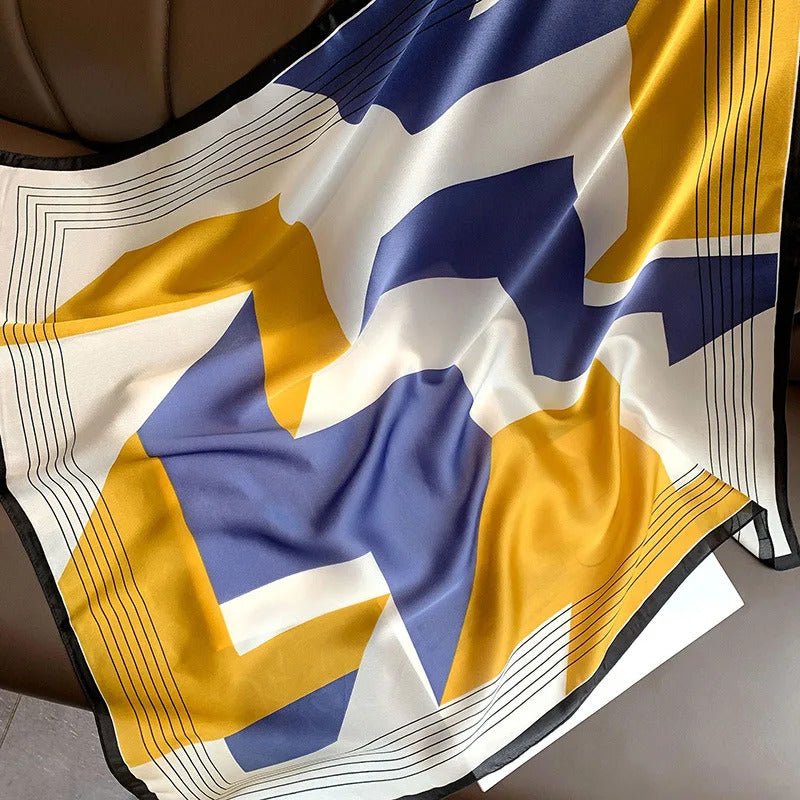 70cm Chain Print Silk Satin Hair Scarf Women Handkerchief Printed Female Square Head Bandana Small Neck Muffler Hijab Lady Girl