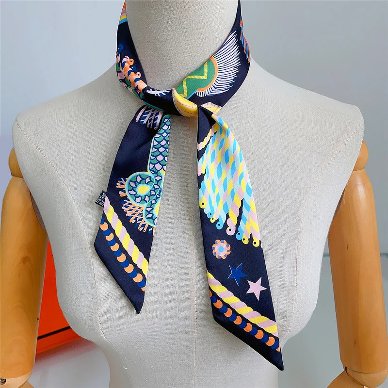 Brand Design Twill 100% Silk Scarf Luxury Fashion Scarf Women Foulard Skinny Bag Scarves New Hot Neckerchief Hair Headband