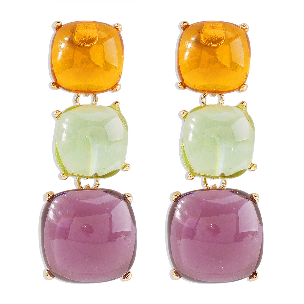 Trendy Accessories ZA Personality Fashion Exaggerated Geometric Resin Colorful Earrings Necklace