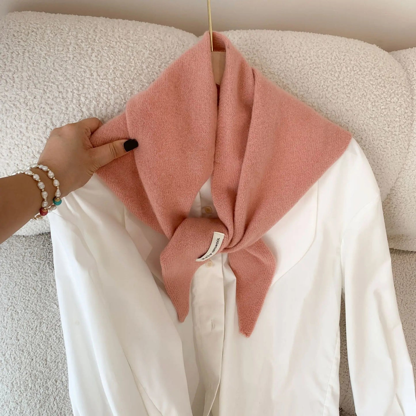 British Korean Triangle Scarf  Niche Wool  Triangular Scarf Women Headscarf Knitted Scarf Multi-functional Warm Knitted Scarf