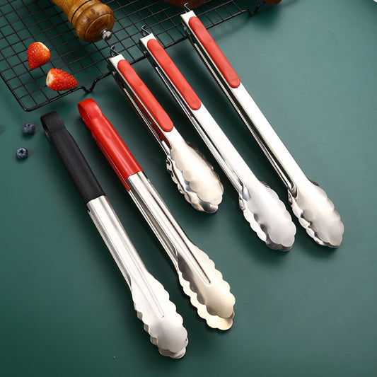 Stainless Steel Food Tongs Thickened Anti-scald Kitchen Tools Wholesale Buffet Bread Tongs BBQ Steak Food Tongs