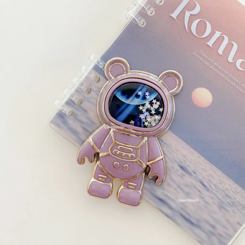 Foldable Desktop Bracket Kawaii Cartoon Stand Cute Liquid Quicksand Astronaut Stand Holder Phone Holder Desk Accessories
