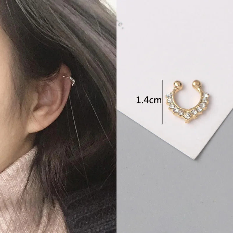 New Gold Color Metal Ear Cuff Non-Piercing Ear Clips Fake Cartilage Earrings Clip Earrings For Women Men Wholesale Ear Jewelry