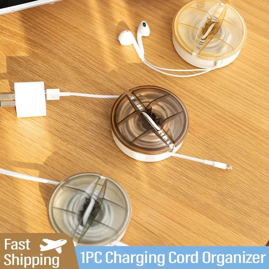 Charging Cord Organizer 4 Colors Flexible Cable Organizer Retractable Portable Cord Organizer For Home Office Cable Winder 1pc