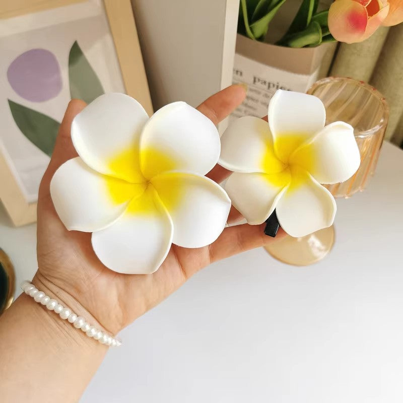 Dai People Dress up Seaside Vacation Plumeria Rubra Barrettes Travel Headdress for Taking Photos Flower Side Clip Small Size Fairy Hairpin