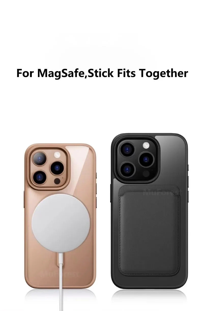 Acrylic Luxury Phone Case For iPhone 16 15 14 13 12 11 Pro Max Plus For Magsafe Transparent Magnetic Hard Cover funda