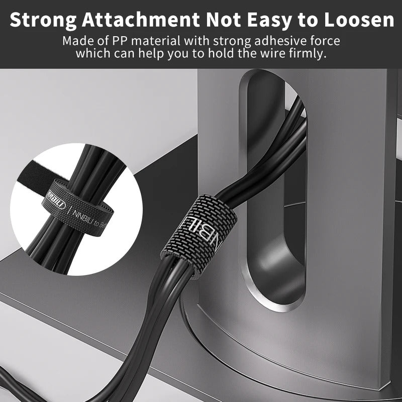 NNBILI Data Cable Management Strap Reusable Detachable Can Be Cut Freely Multifunctional Velcro Strap Fixed Storage Accessories