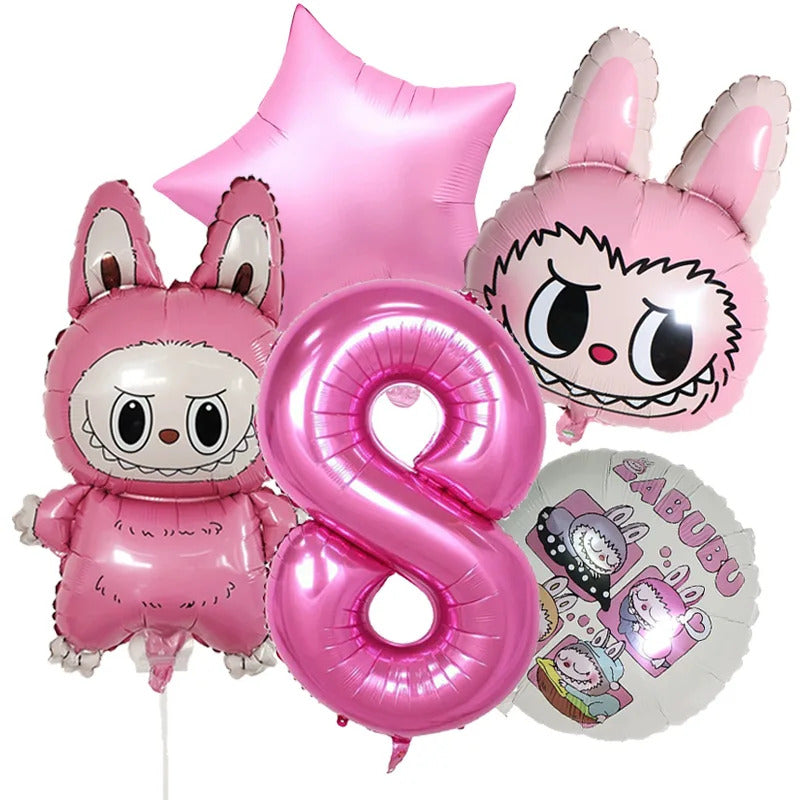 Cartoon Labubu Monster Balloons Set Pop Marts Number 1-10 Birthday Aluminum Film Balloon Kids Party Decoration Room Decor Gift