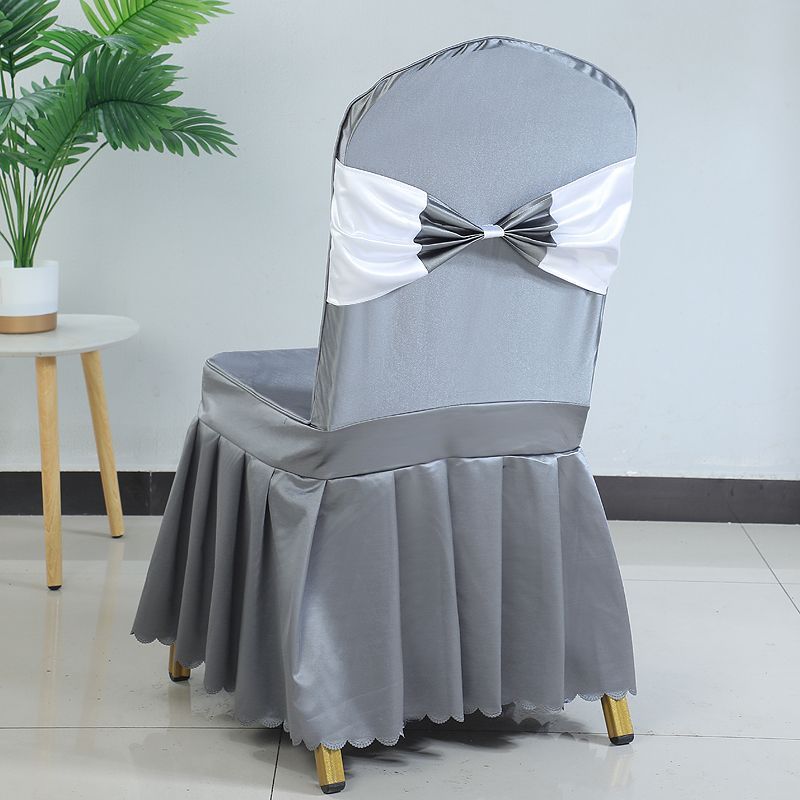 Hotel Restaurant Banquet Chair Cover Dining Chair Seat Stool Bench Wooden Chair Universal Chair Cover with Bowknot
