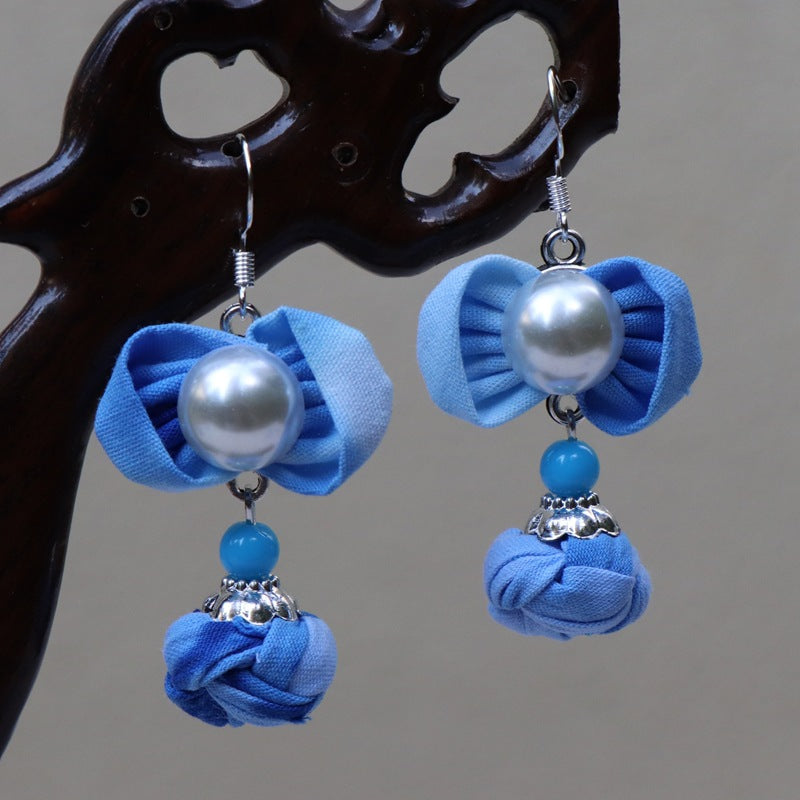 Ethnic style blue tie-dye earrings hand-woven tie-dye earrings travel companion gift
