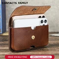 Genuine Leather Waist Bag for Men Casual Flip Cover Phone Holster Case with Belt Clip Mobile Phone Pouch for iPhone 16 Samsung