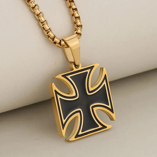 18k Gold Plated Stainless Steel Jesus Cross Pendant Drip Oil Crucifix Charms Link Chain Religious Jewelry