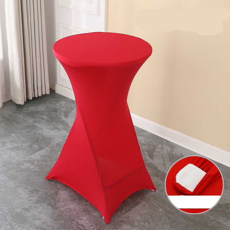 Elastic Table Cover High-End Banquet Wedding Hotel Cocktail Table Cover Table Skirt Table Skirt Cross-Border round High Leg Bar Counter Set