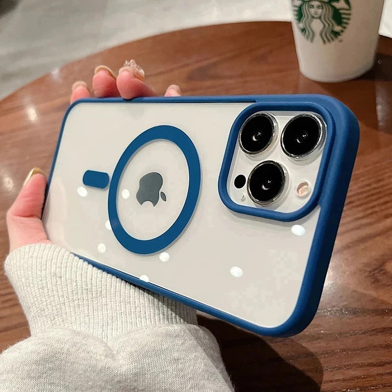 New Acrylic Magnetic Clear Case For iPhone 16 15 14 13 12 11 Pro Max 16 Plus Magsafe Wireless Charge Girls Pink Hard Back Cover