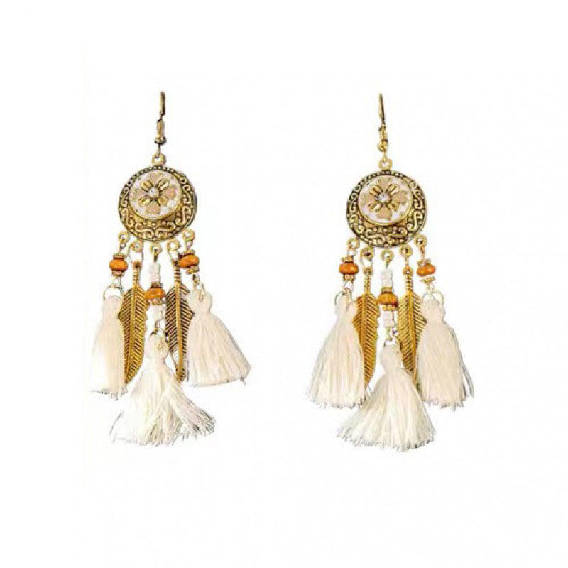 New Design Ethnic Style Earrings Unique Retro Temperament Yunnan Guizhou Sichuan Tibetan Versatile Fashion Women's Tassel Earrings