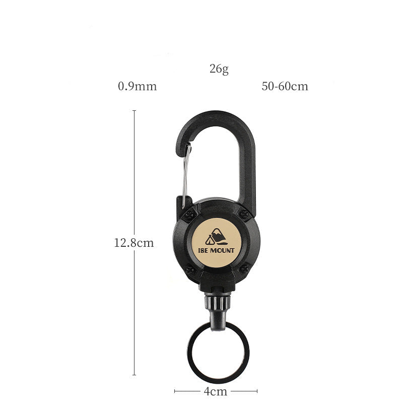 Outdoor Tactics Can Buckle Retractable Buckle Steel Wire Rope Multi-Functional Keychain Camping High Rebound Anti-Separation Rope Pull Peels