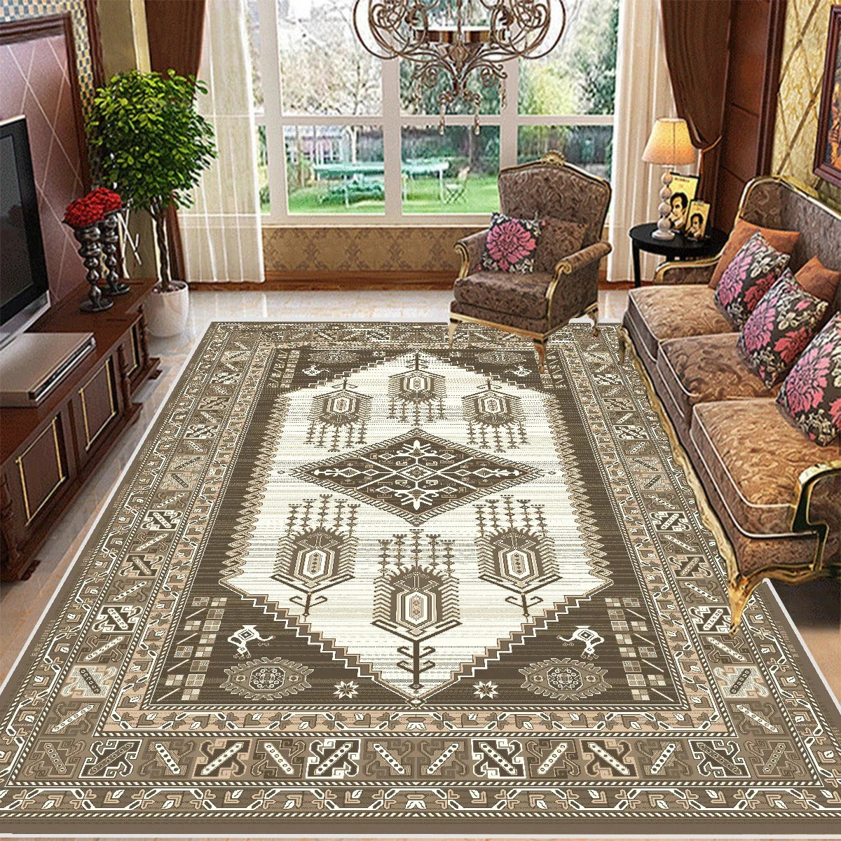 Vintage Bohemian High-end Luxury Carpet Retro Türkiye Persian Style Large Rug Classical Non Slip Washable Living Roon Floor Mat