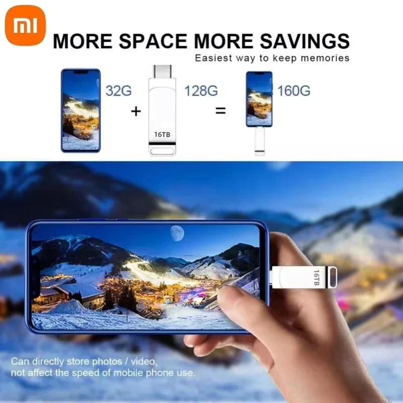 XIAOMI 16TB Flash Drives USB 3.2 High Speed USB Transfer Metal Pendrive Memory Card Pendrive Flash Disk Memoria Waterproof Stick
