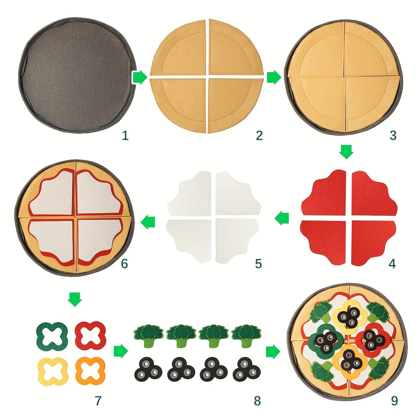41-Piece/SET Felt Pizza Playset For Kids - Interactive Kitchen Toy Set  For Boys & Girls, Birthday Christmas Gift For Ages 3-6