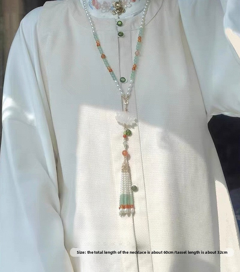 Ancient Style Hanfu Back Cloud Long Tassel Ming Dynasty Necklace New Chinese Style National Style Mamian Skirt Accessories