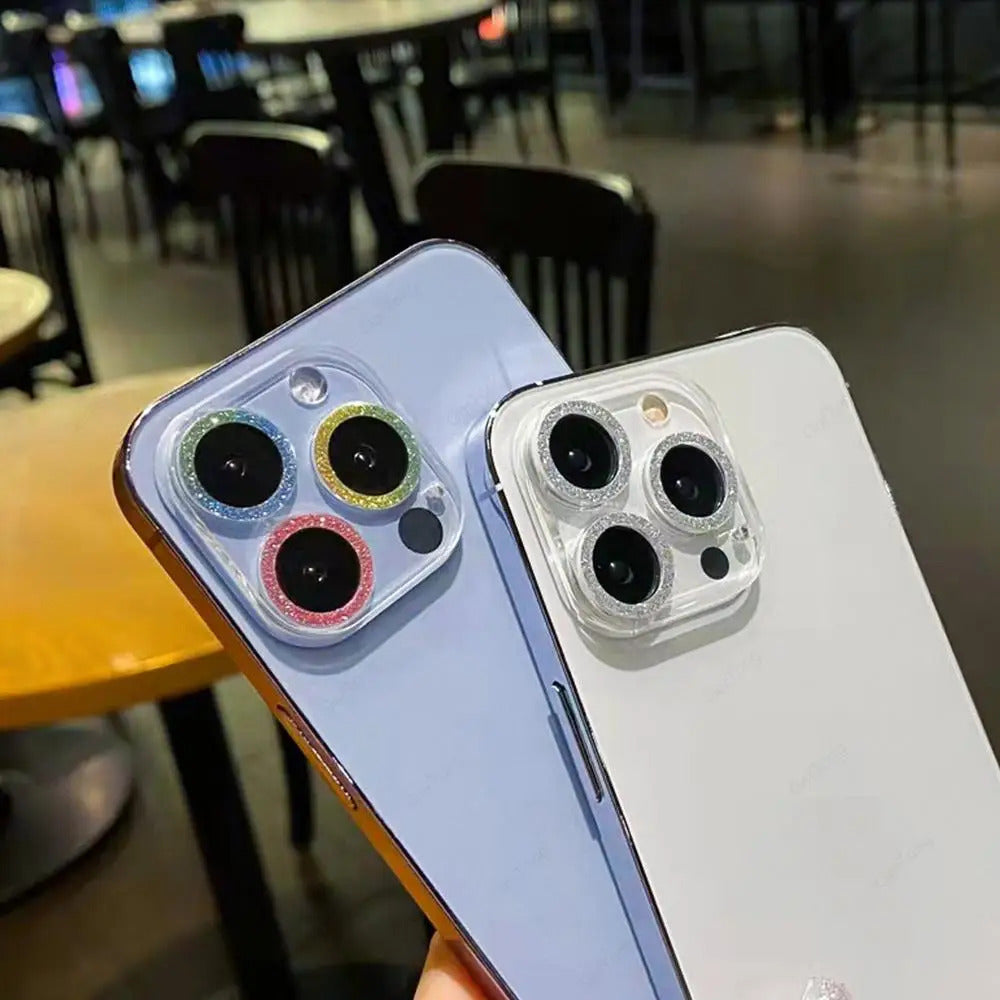2PCS Bling Glitter Diamond Camera Lens Protector For Apple Iphone 16 15 13 12 Pro Max Sreen Protectors Film For iPhone 16 14plus