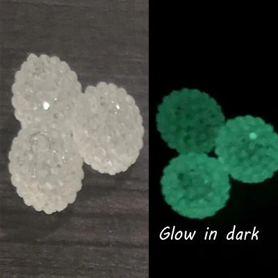 Newest  20mm 100pcs/bag Resin Rhinestone Glow In Dark Beads For Fashion Chunky Jewelry/Necklace