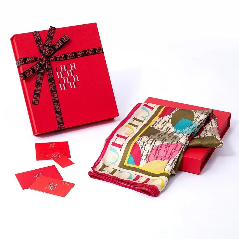 A Fashionable Style Silk Material 180-70cm Women's Silk Scarf Men's Decorative Sunshade Warm Lightweight Gift Box Packaging