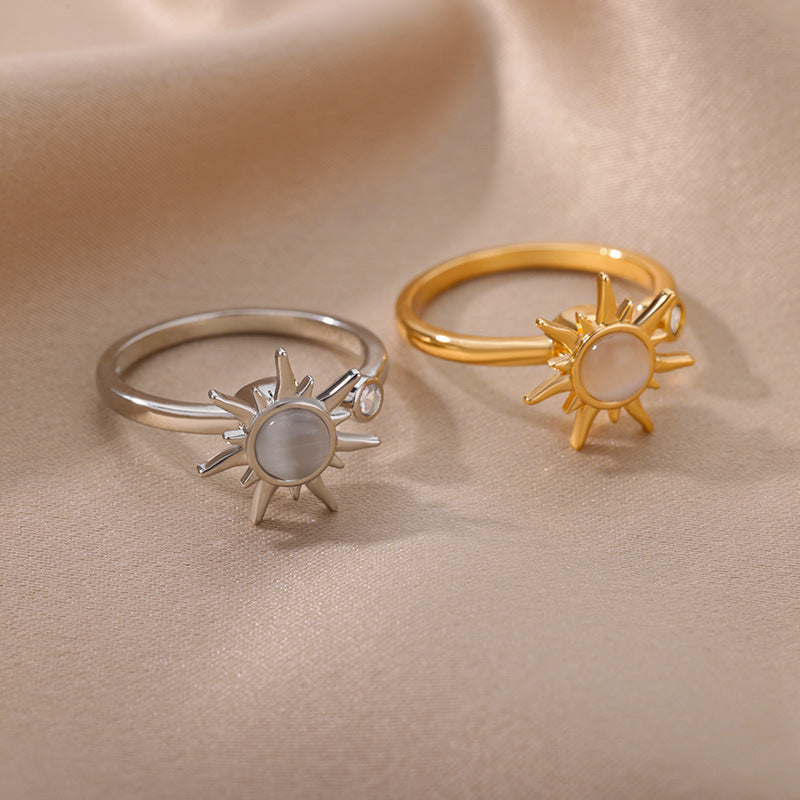 New Rotatable Zircon Flower Open Ring for Women, Unique Design Stress Relief Ring Wholesale