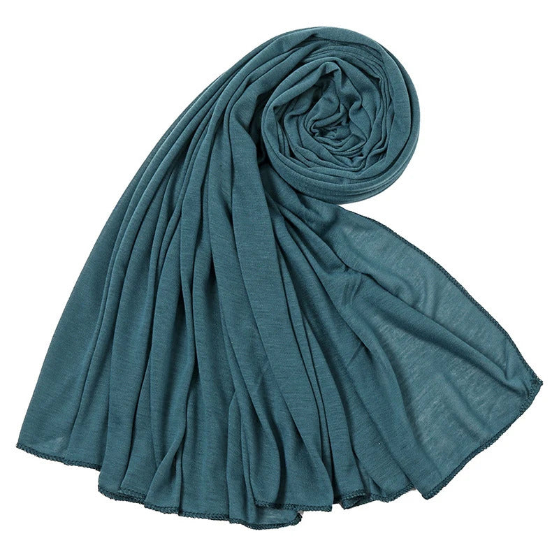 Plain Cotton Jersey Hijab Stretch Scarf Women Muslim Shawl Big Size Long Muffler Fashion Ramadan Headband Turban 180*80cm