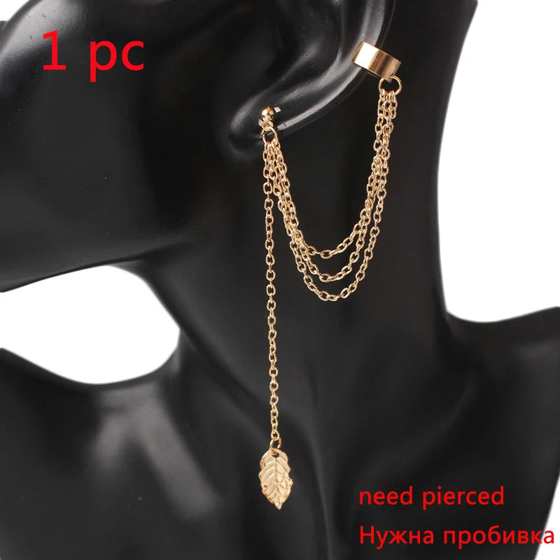 New Gold Color Metal Ear Cuff Non-Piercing Ear Clips Fake Cartilage Earrings Clip Earrings For Women Men Wholesale Ear Jewelry