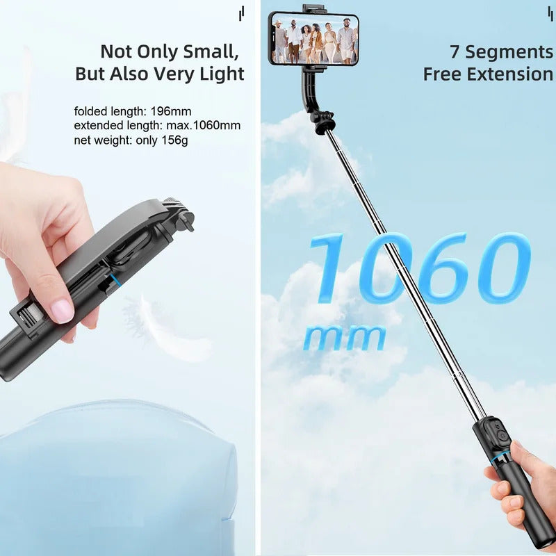 Wireless Selfie Stick Tripod Stand with Bluetooth Remote 42" Extendable Phone Tripod for iPhone Samsung Huawei Video Recording