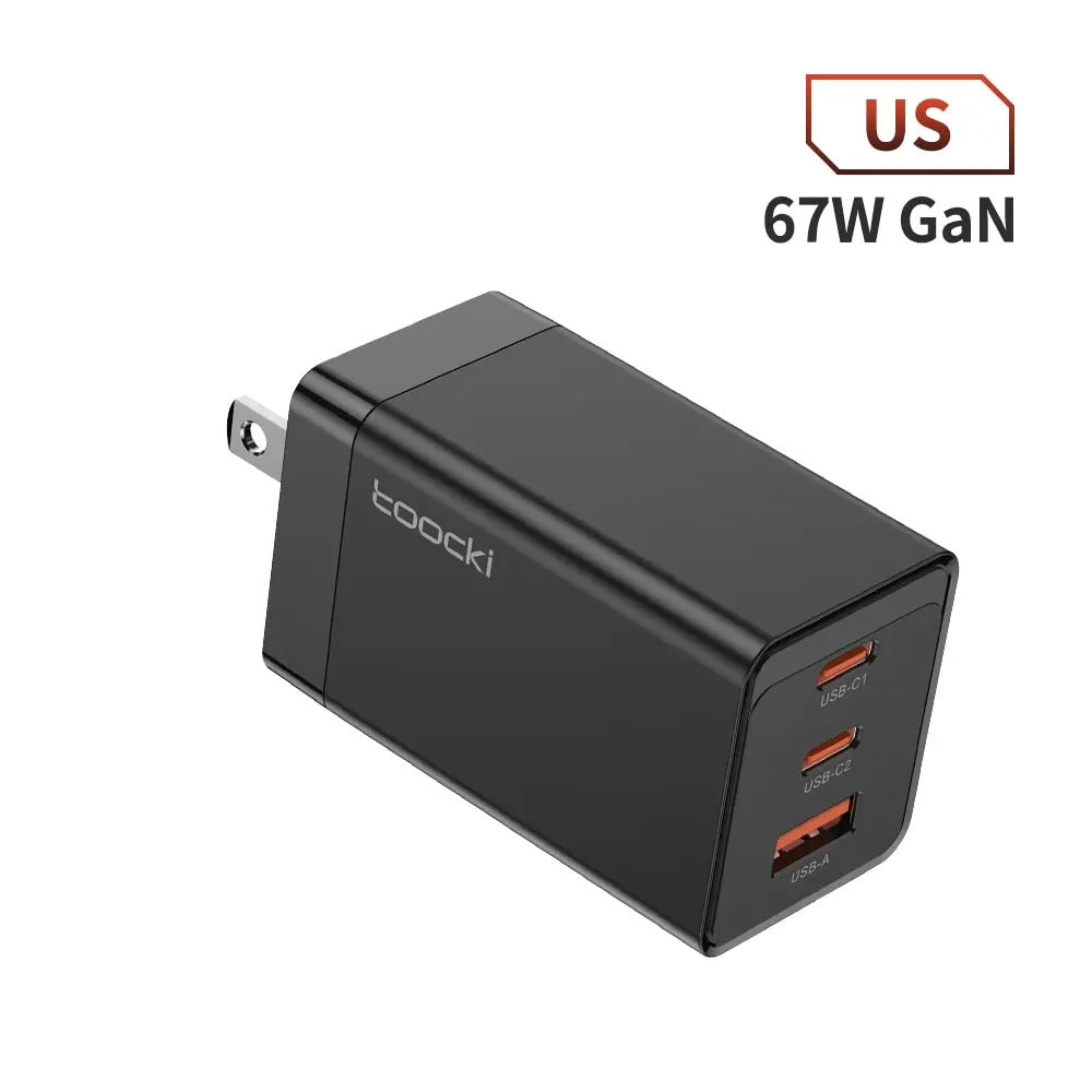 Toocki 67W GaN USB C Charger QC4.0 65W PD 3.0 Type C Fast Charger Quick For iPhone 16 15 14 13 Pro Samsung Xiaomi Huawei MacBook
