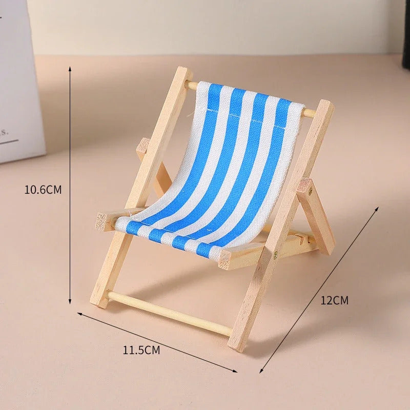 Hot Labubu Wooden Beach Chair Mini Doll Folding Chair Toy Phone Stand Desktop Cute Creative Decoration Photo Props Idol Gifts
