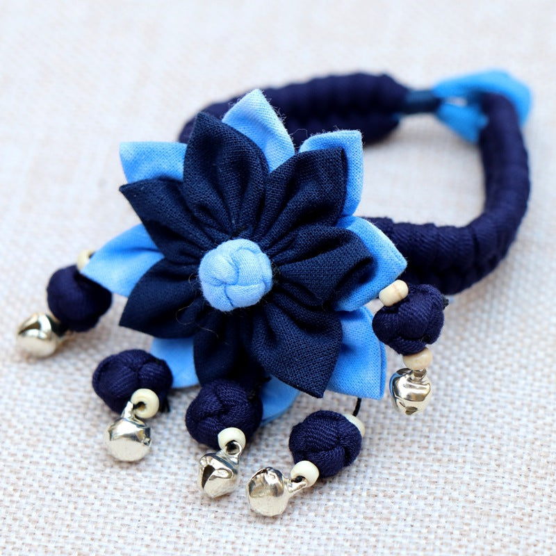Blue Tie Dye Cloth Bracelet Dali Lijiang Hot Sale Hand-stitched Flower Fabric Bracelet Bracelet
