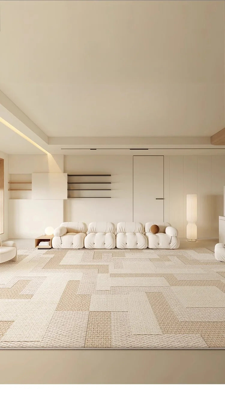 Beige Large Size Living Room Carpets Geometric Cream Carpet Luxury Home Decoration Rugs Easy To Clean Non-Slip Bedroom Rug ковер