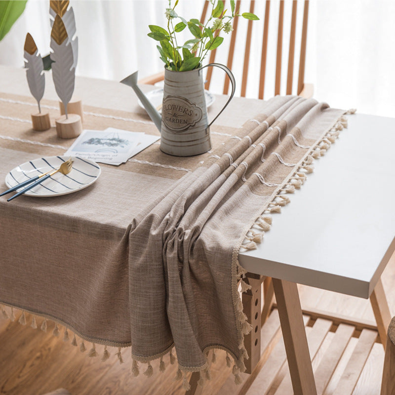 Cross-border INS Waterproof Tablecloth Home Use Imitation Cotton Linen Dining Tablecloth Modern Simple Tablecloth Table Mat Cover Towel Wholesale in Stock
