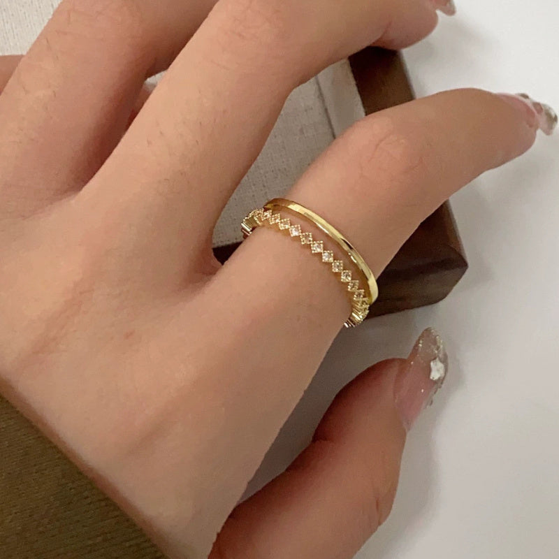Sand Gold Opening Adjustable Frosted Ring Women's Fashion Sweet Light Luxury Niche Exquisite Ring Ancient Design