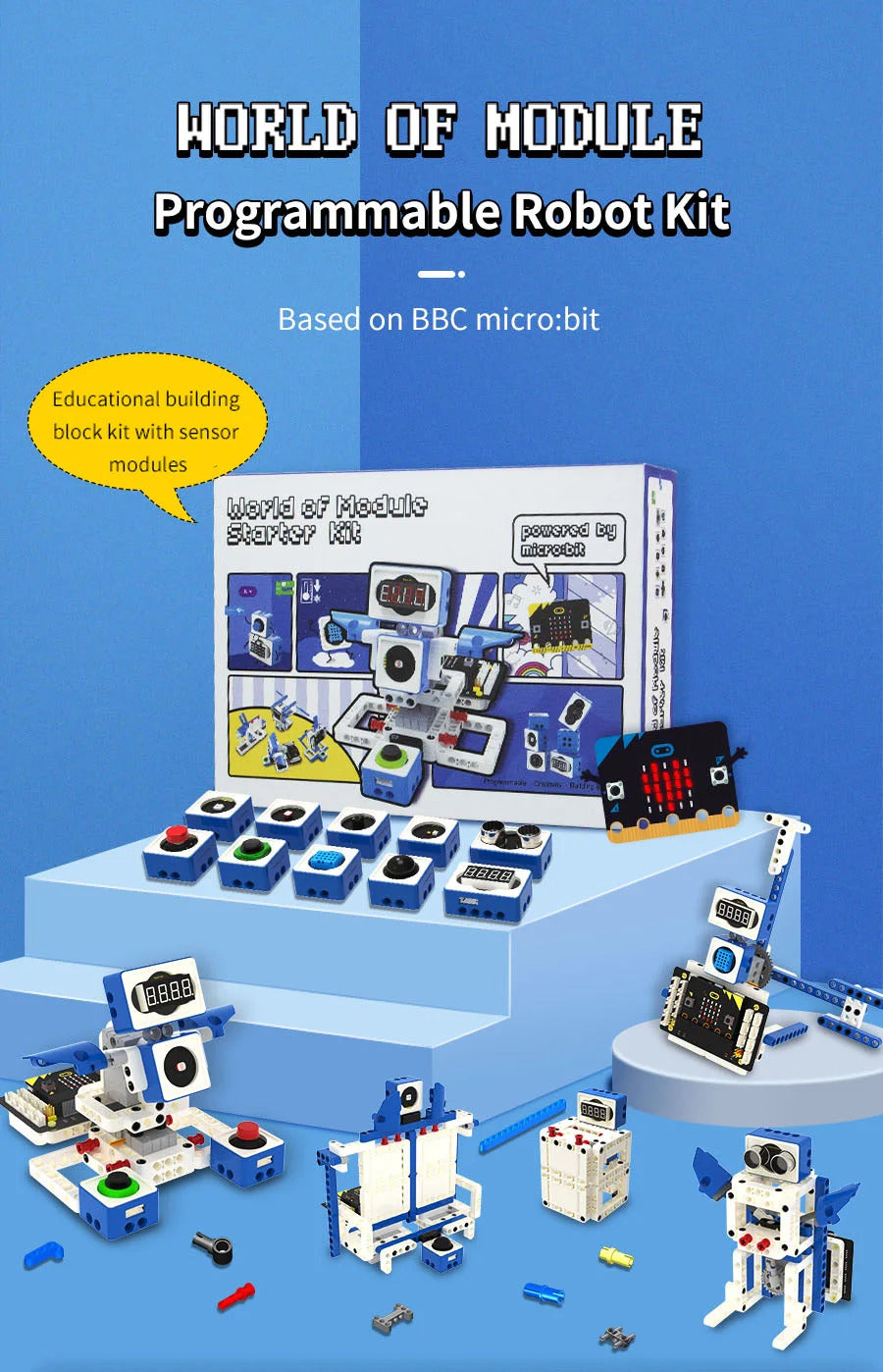 Yahboom 21 in 1 Microbit V2 Robotics Kit DIY Electronic Sensor Kit Programmable Toy for Kids Support MakeCode Python Programming