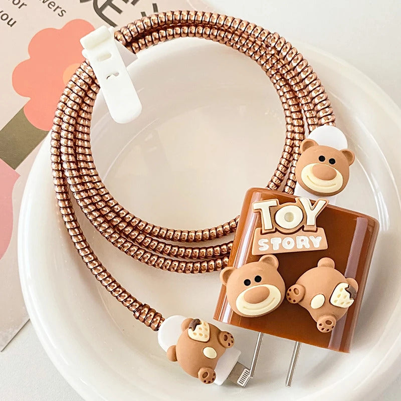 3D New Cable Charger Protection Case For IPhone 15 14 13 Pro Max 18W 20W Original Charger Cable Data Line Wire Spiral Protector