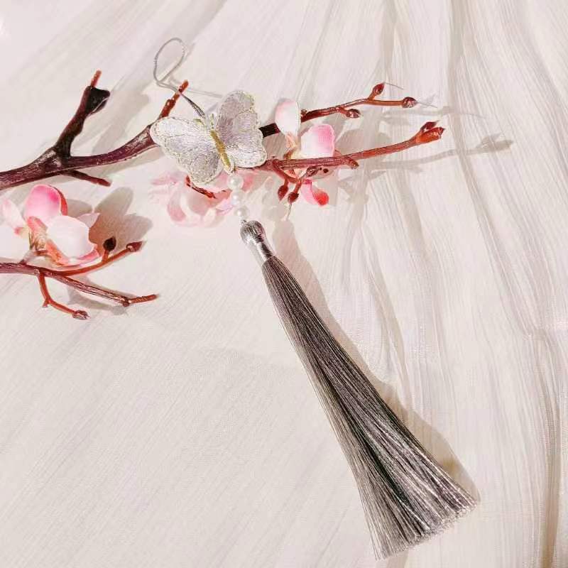 Ancient Style New 22-Color Embroidery Butterfly Tassel Hanfu Horse-Face Skirt National Style Children's Clothing Small Tassel Decorative Pendant